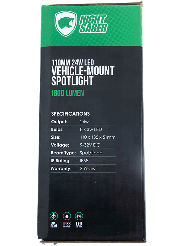 Night Saber 24W ATV LED Square Floodlight 1800lm