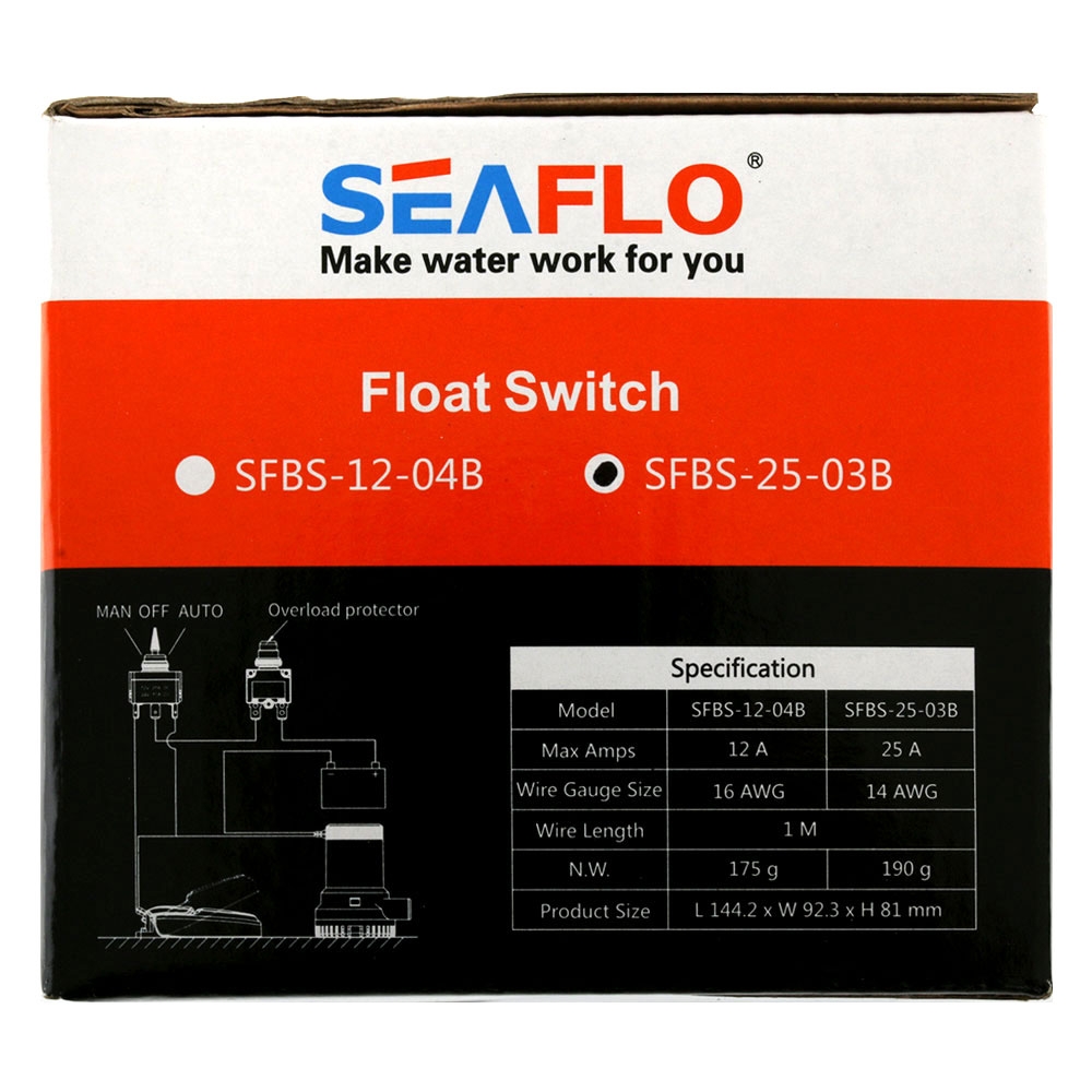 Seaflo 03 Series Float Switch with Protective Filter 25A