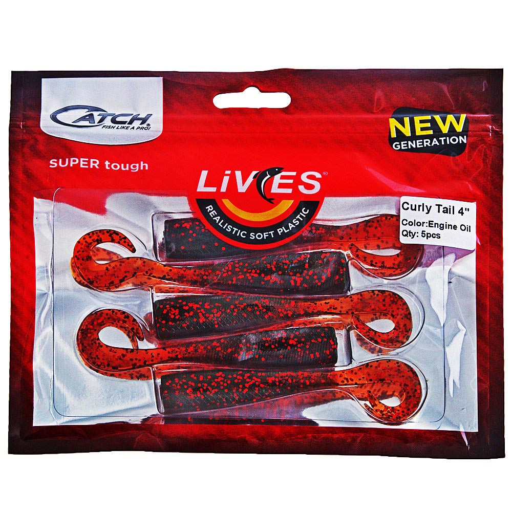 Catch Livies Soft Bait Curly Tail 10cm Engine Oil Qty 5