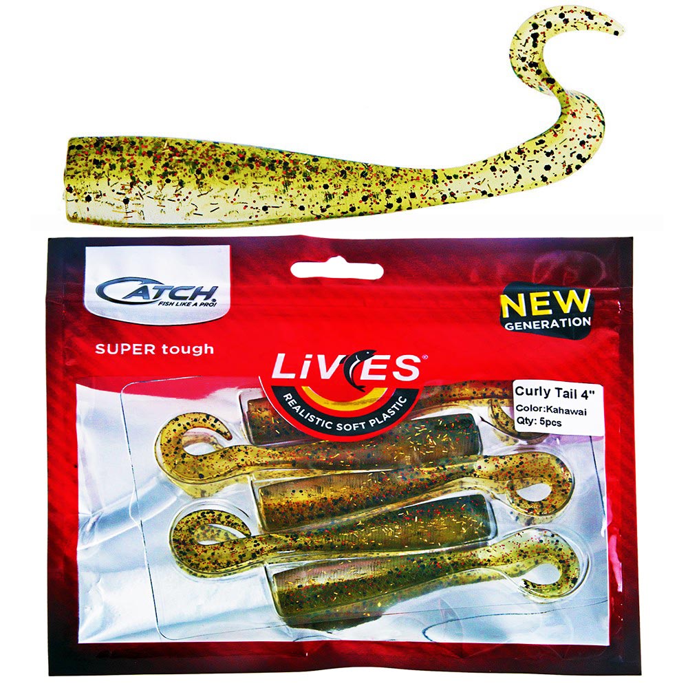 Catch Livies Soft Bait Curly Tail 10cm Kahawai Qty 5