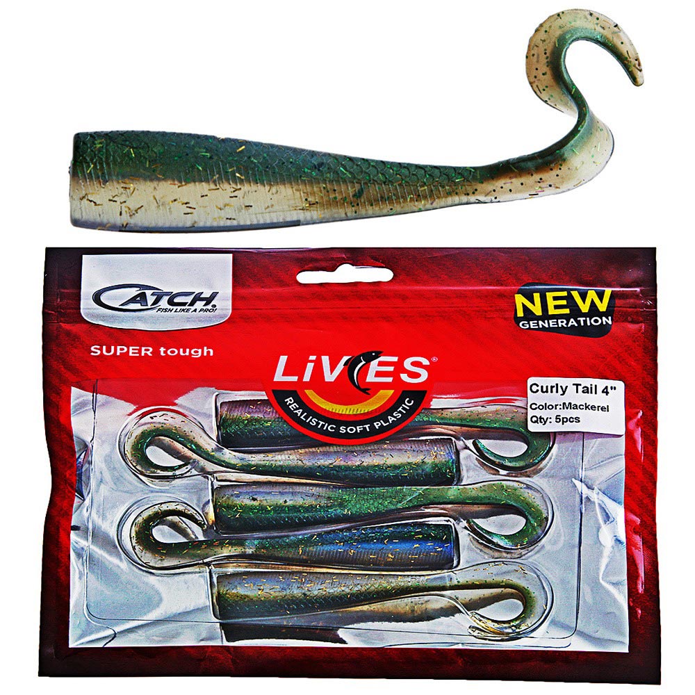 Catch Livies Soft Bait Curly Tail 10cm Mackerel Qty 5