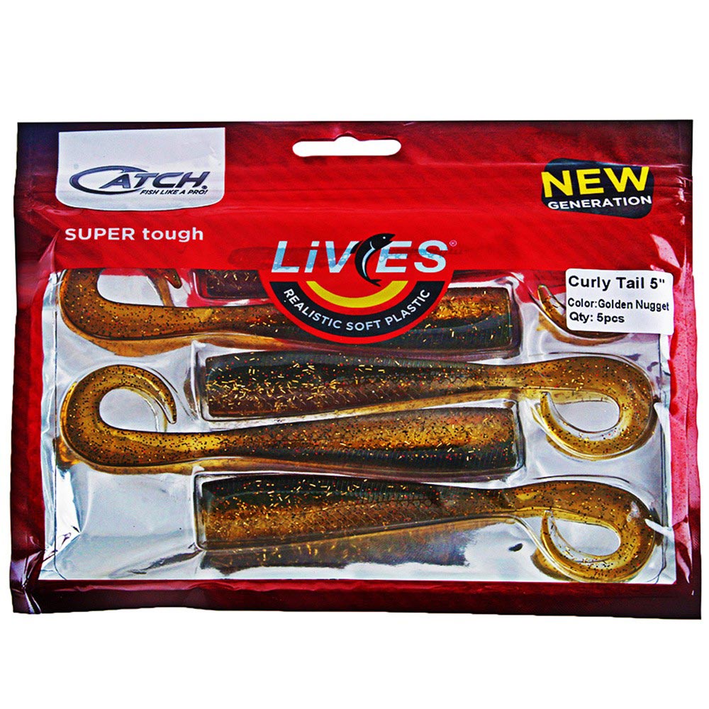 Catch Livies Soft Bait Curly Tail 12.7cm Golden Nugget Qty 5