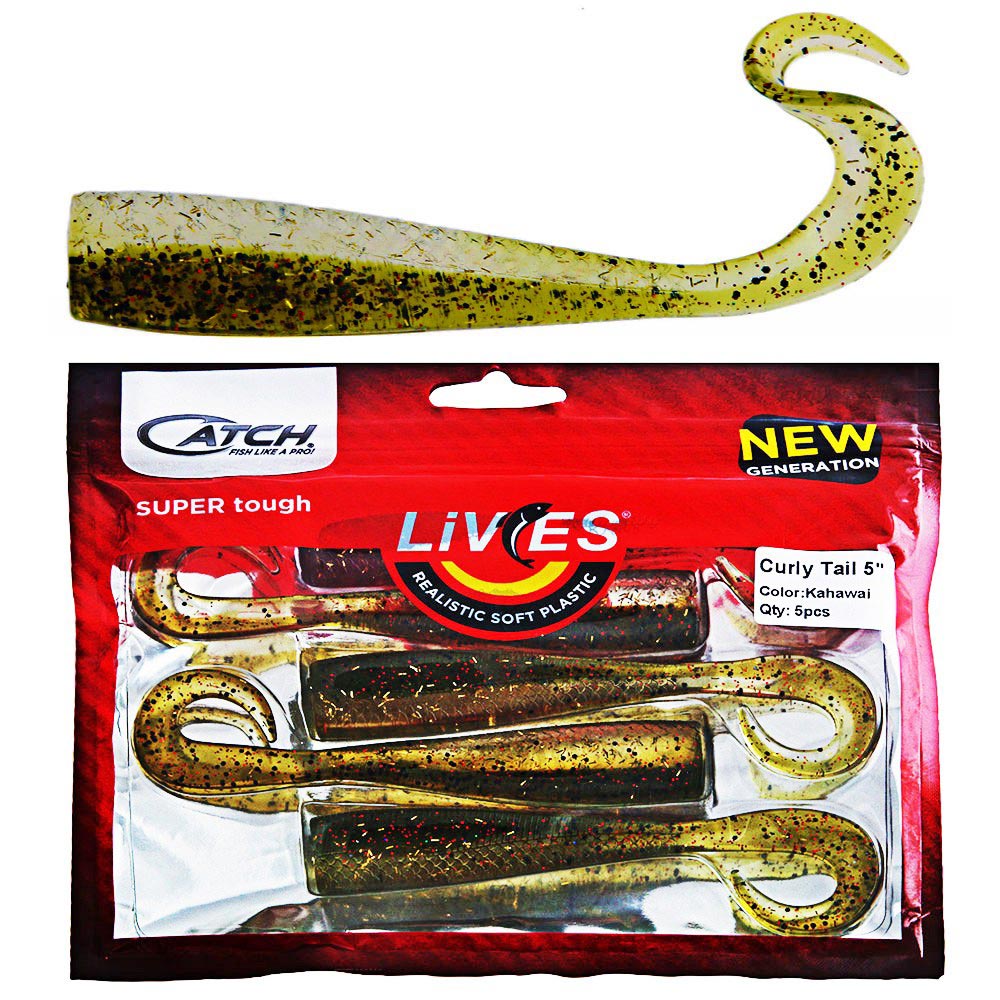 Catch Livies Soft Bait Curly Tail 12.7cm Kahawai Qty 5