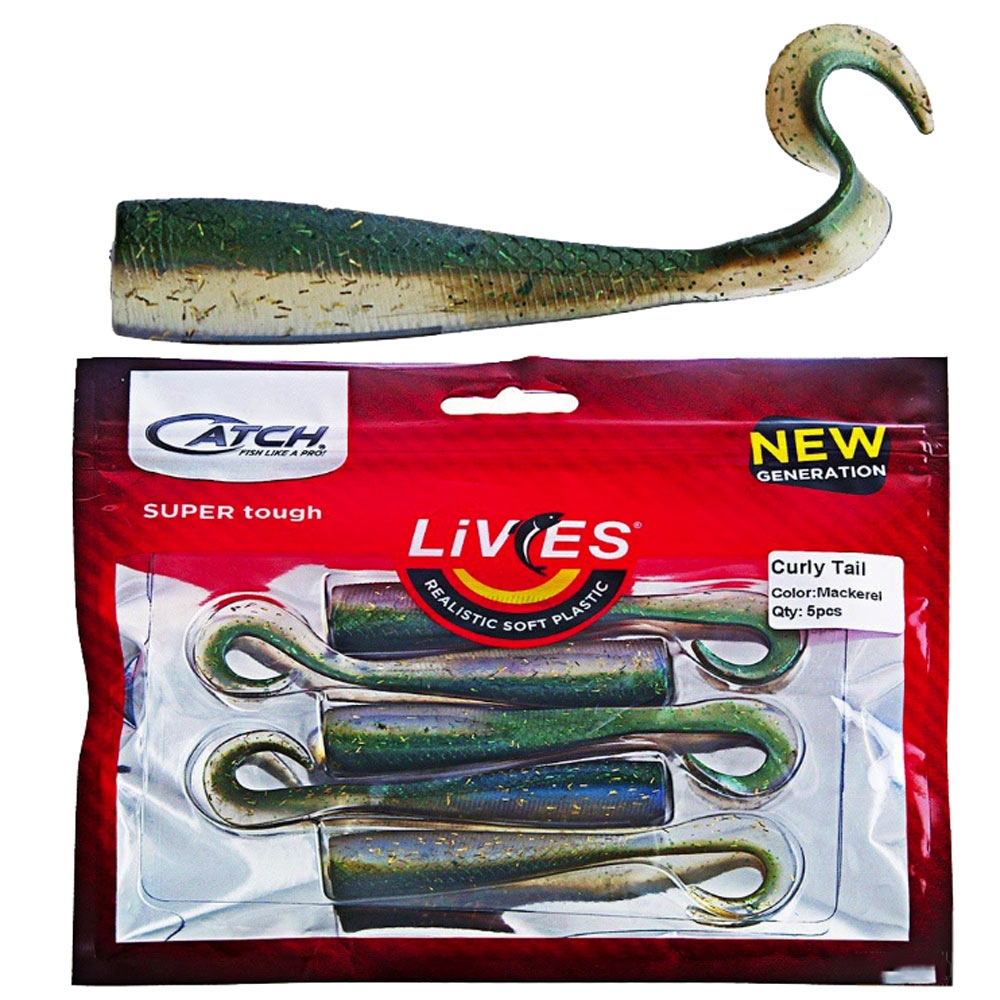 Catch Livies Soft Bait Curly Tail 12.7cm Mackerel Qty 5