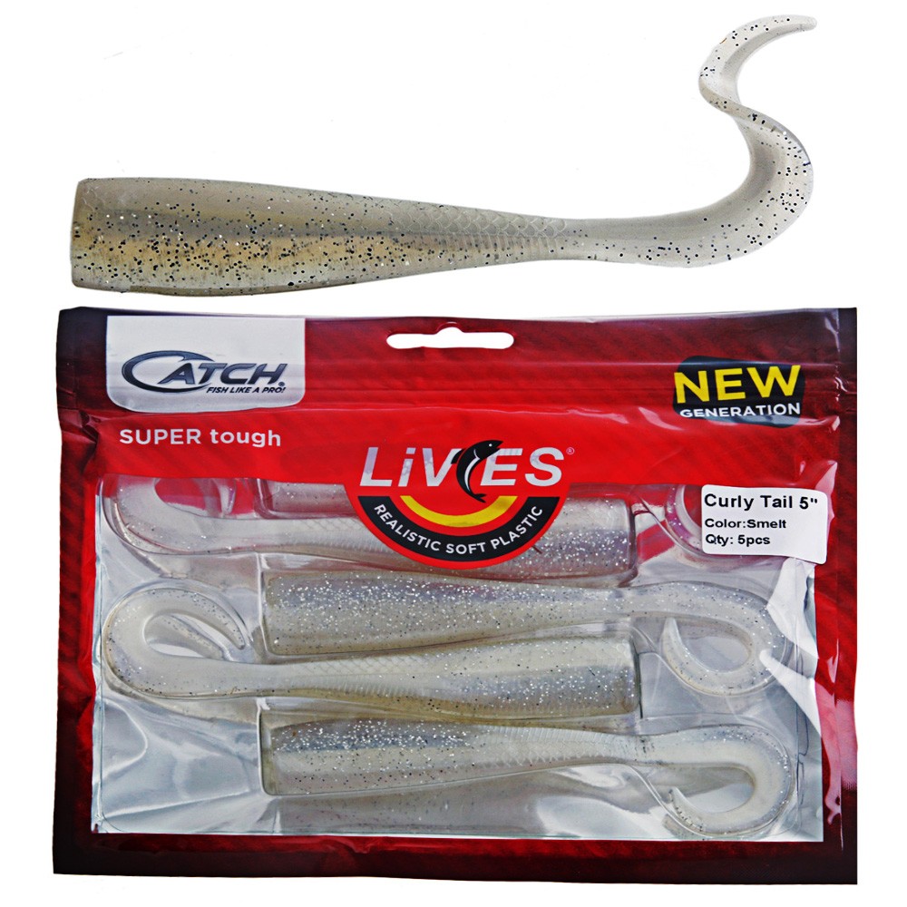 Catch Livies Soft Bait Curly Tail 12.7cm Smelt Qty 5