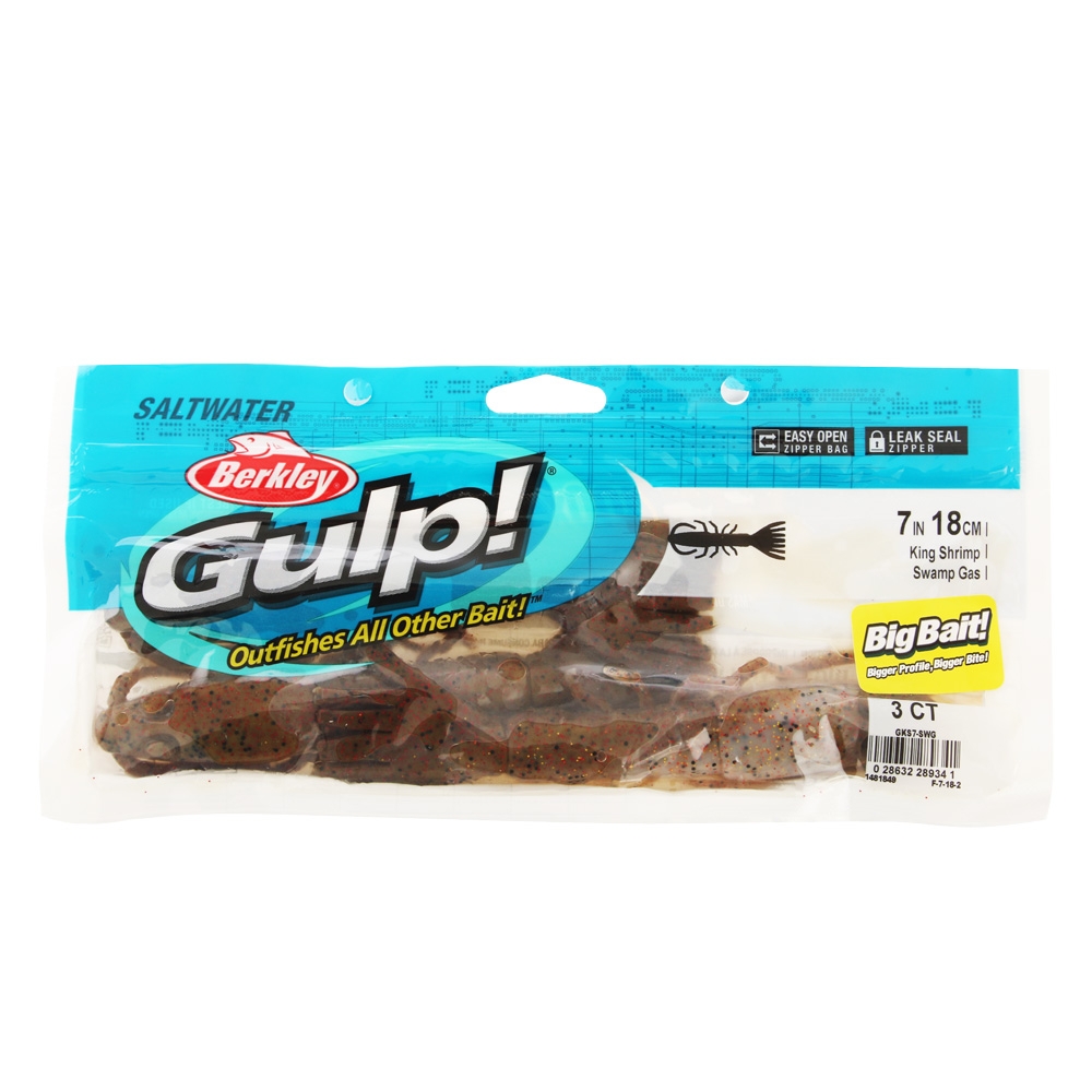 Berkley Gulp King Shrimp Soft Bait 18cm Qty 3 Swamp Gas