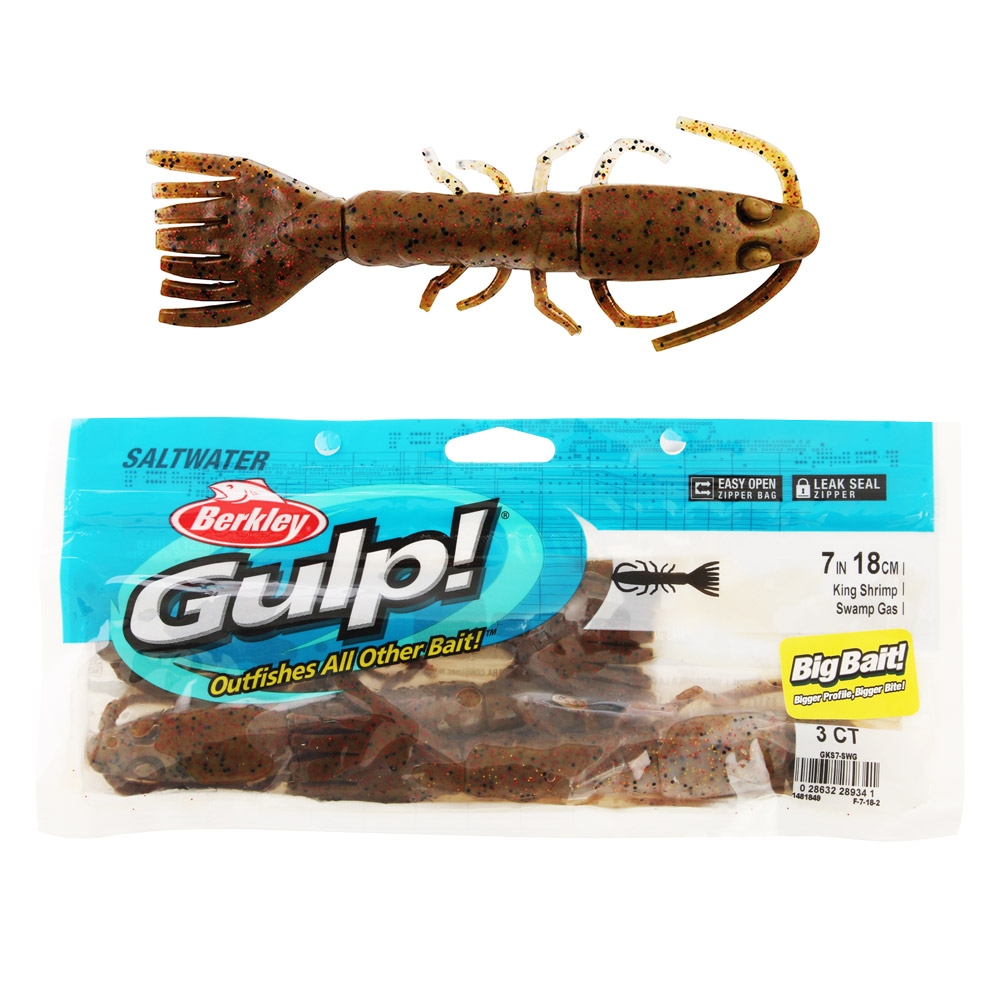 Berkley Gulp King Shrimp Soft Bait 18cm Qty 3 Swamp Gas