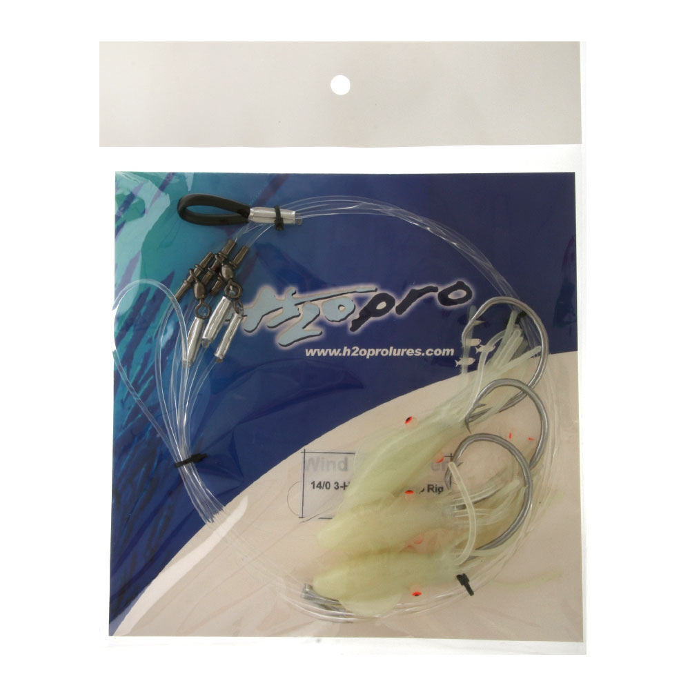 H2O Pro 3-Hook Lumo Squid Electric Deep Dropper Rig 14/0