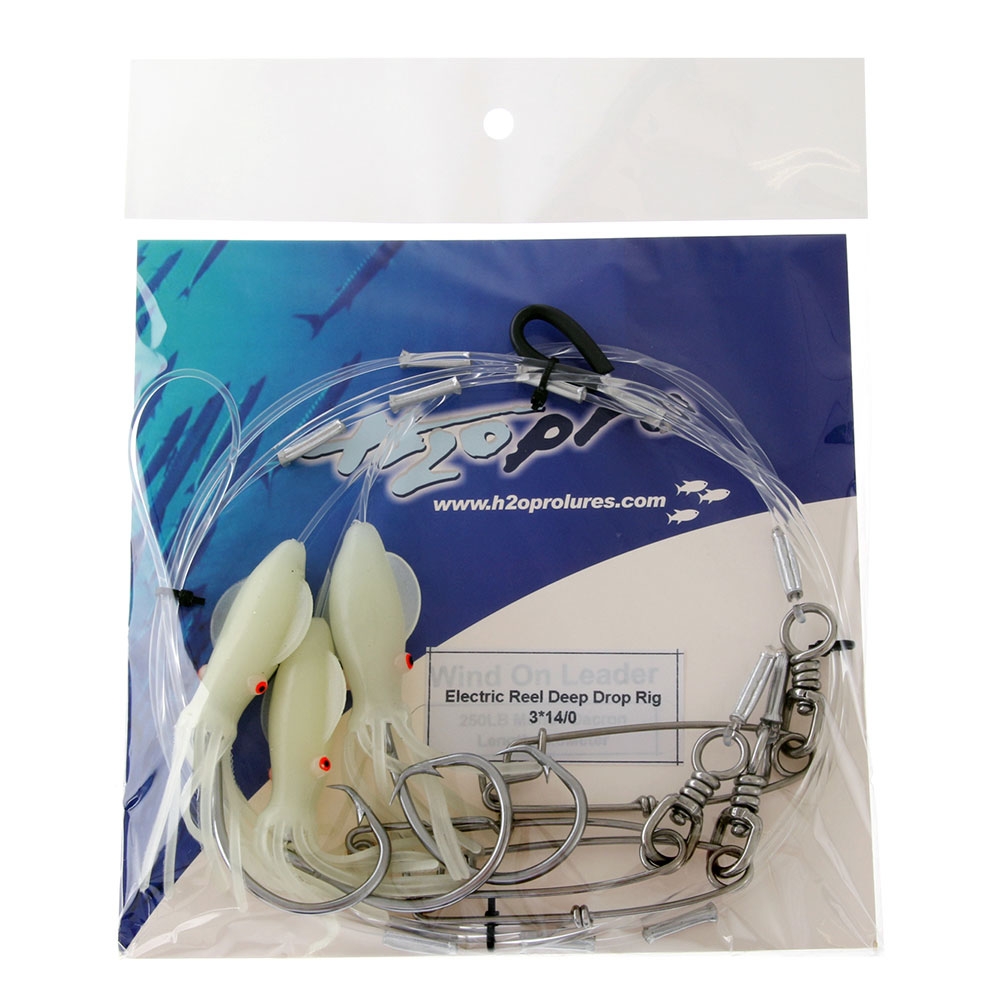 H2O Pro 3-Hook Electric Deep Dropper Rig 14/0 with Shark Clip On Spool