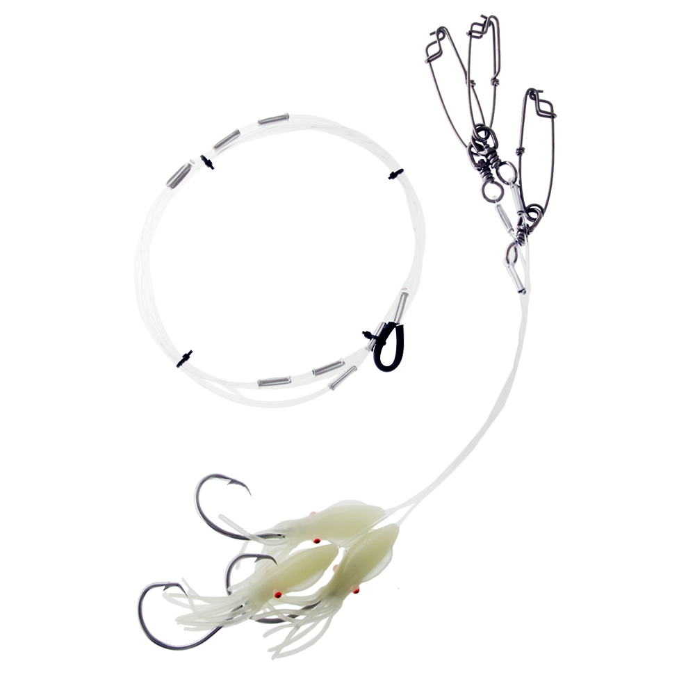 H2O Pro 3-Hook Electric Deep Dropper Rig 14/0 with Shark Clip On Spool