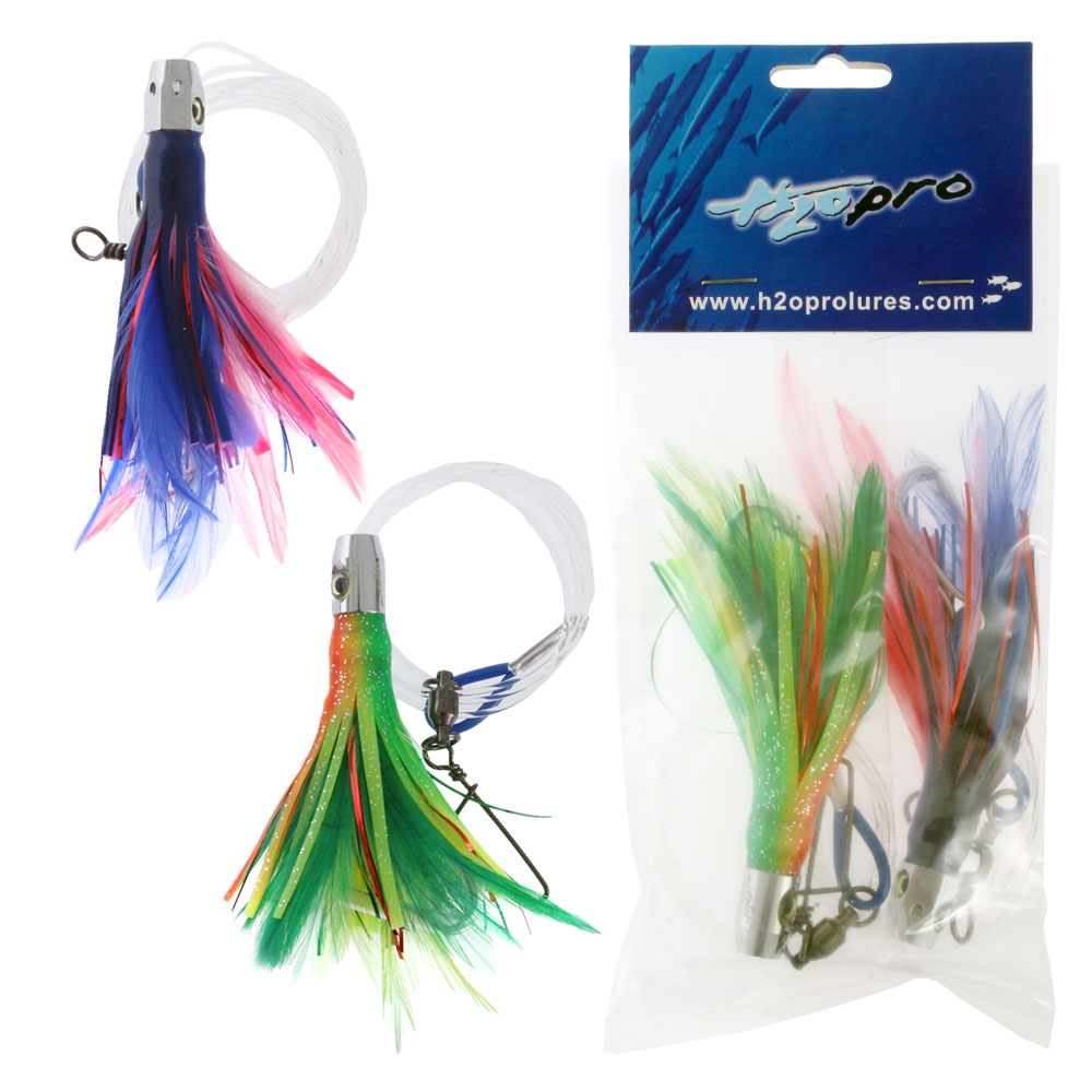 H2O Pro Twin Jet Tuna Lure Rigged Zucchini and Blue Pink Glitter