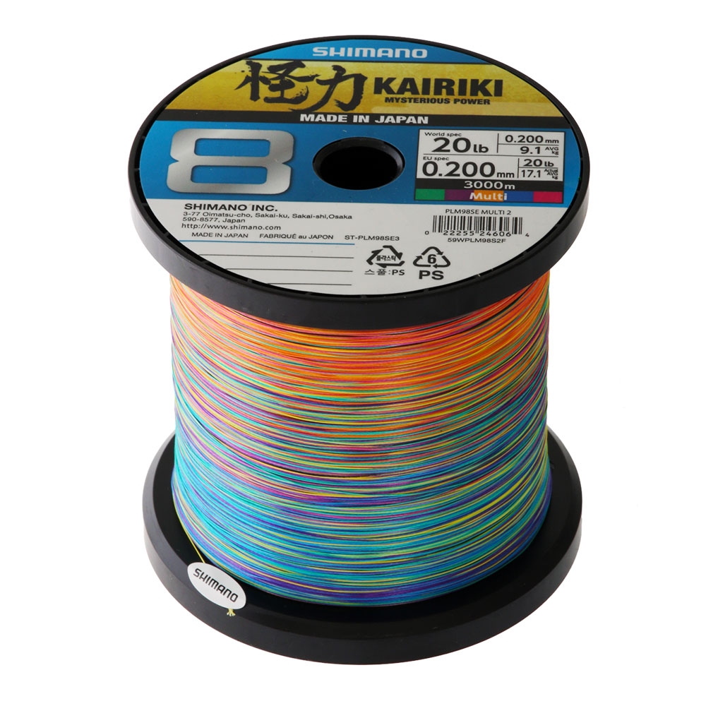 Shimano Kairiki SX8 Multi-Colour Braid 3000m 20lb 0.20mm