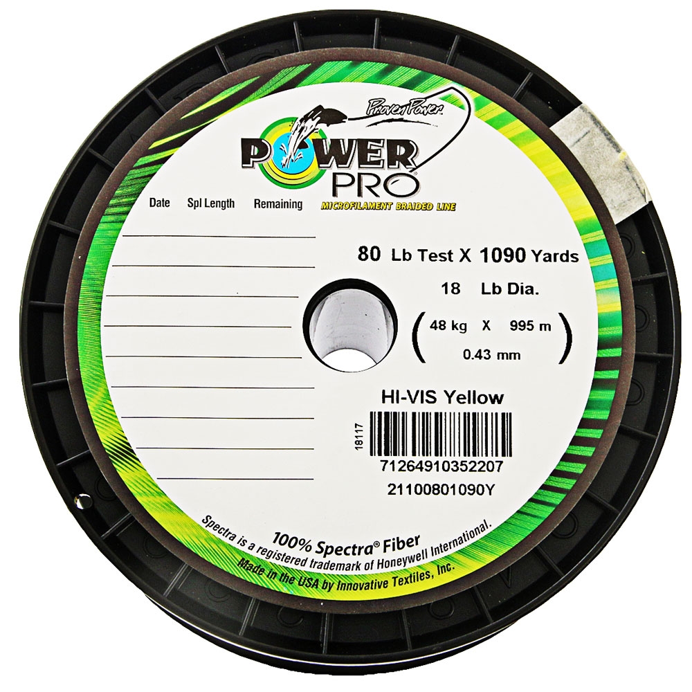 PowerPro High-Visibility Yellow Braid 80lb 1090yd 0.43mm