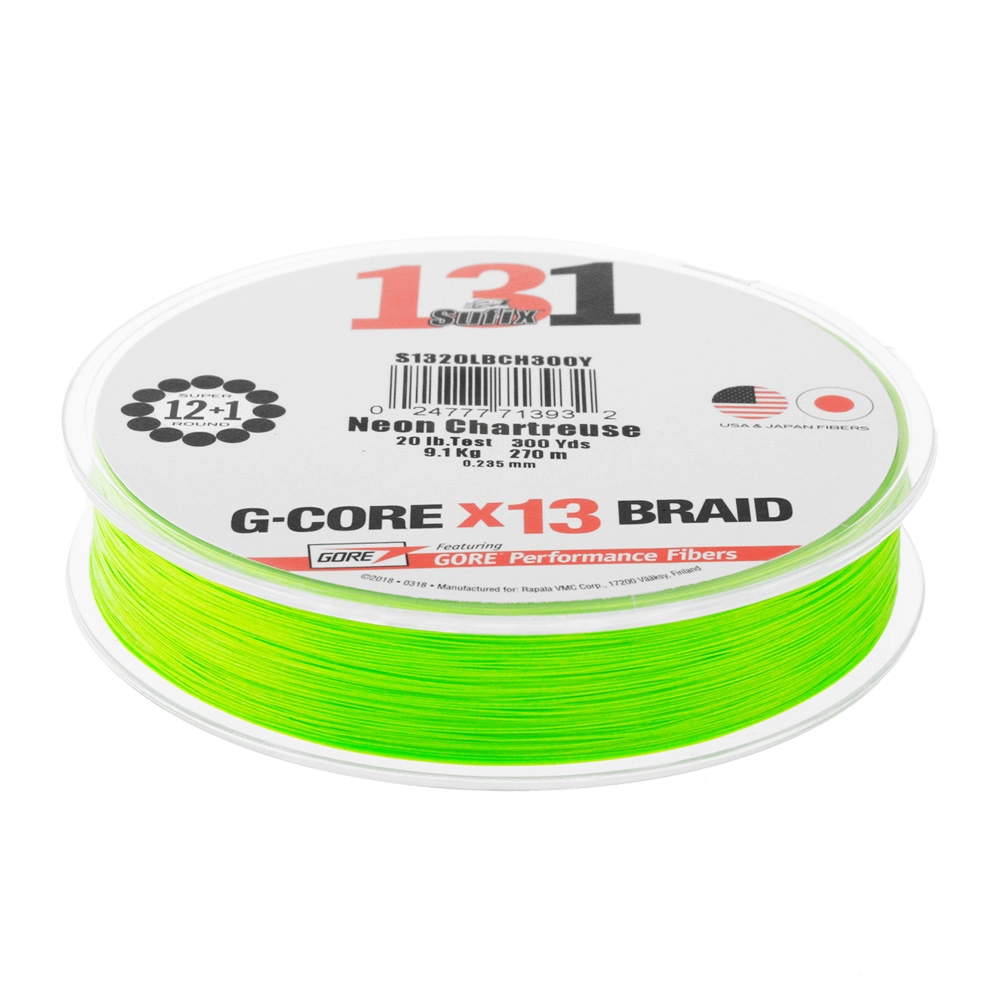 Sufix 131 G-CORE X13 Braid Neon Chartreuse 300yd 20lb Sufix 131 G-CORE X13 Braid Neon Chartreuse 300yd 20lb