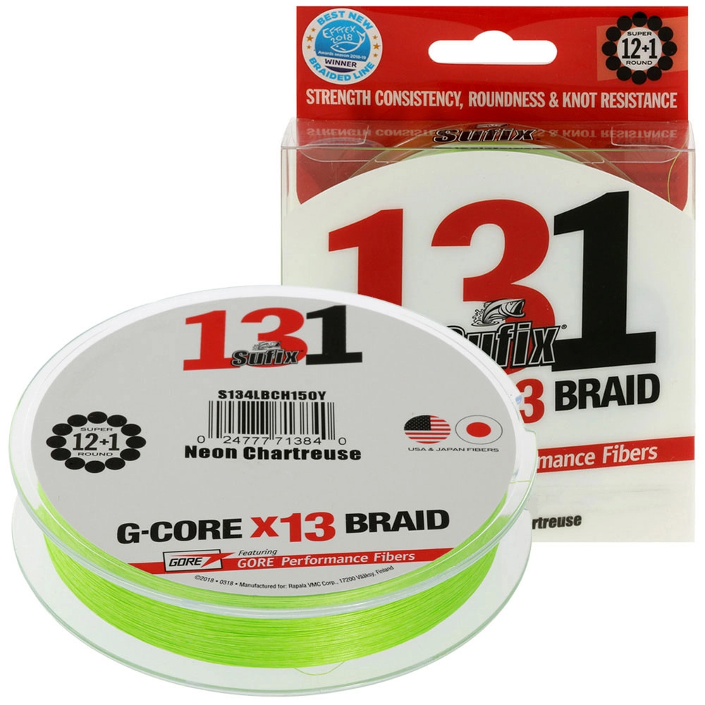 Sufix 131 G-CORE X13 Braid Neon Chartreuse 300yd Sufix 131 G-CORE X13 Braid Neon Chartreuse 300yd