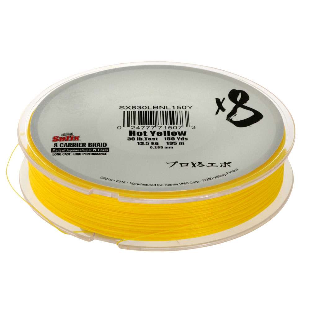 Sufix X8 8 Carrier Braid Neon Yellow 150yd 30lb