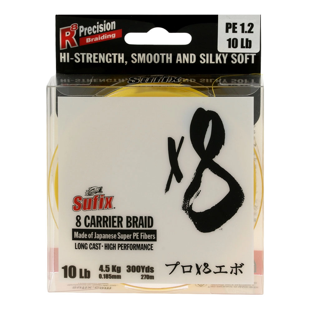 Sufix X8 8 Carrier Braid Neon Yellow 300yd 10lb Sufix X8 8 Carrier Braid Neon Yellow 300yd 10lb