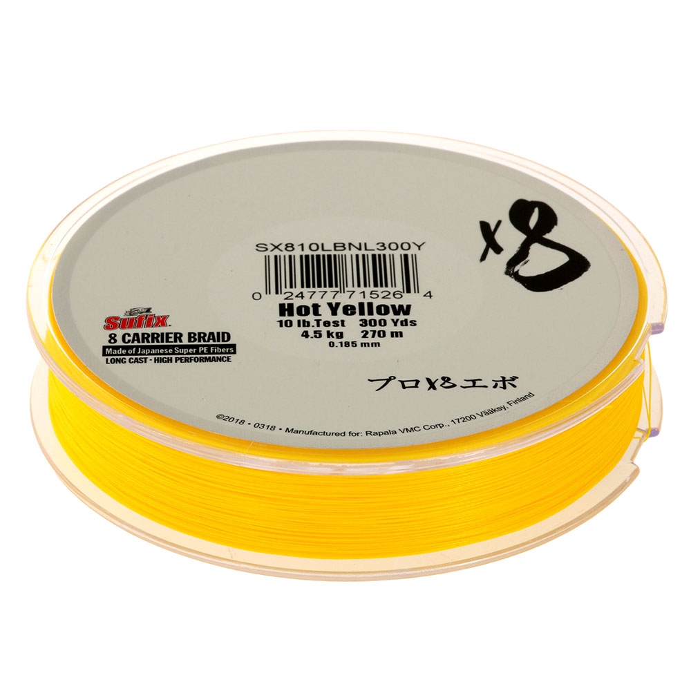 Sufix X8 8 Carrier Braid Neon Yellow 300yd 10lb
