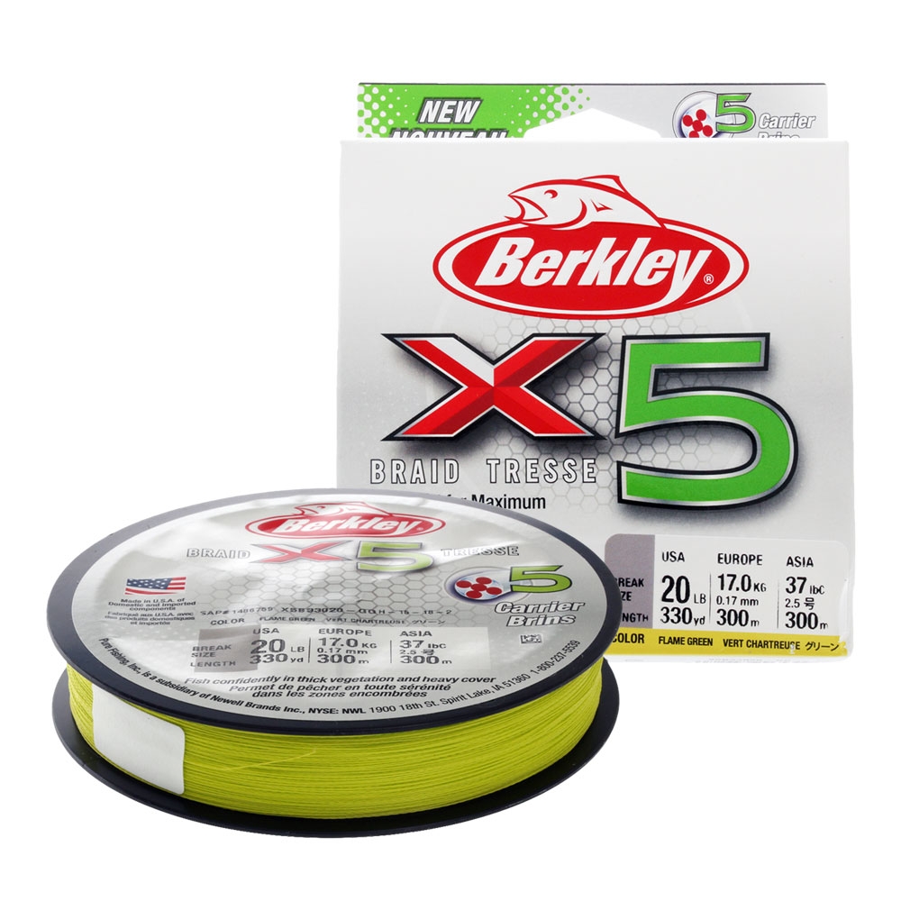 Berkley X5 Braid Flame Green 330yd 20lb 0.17mm