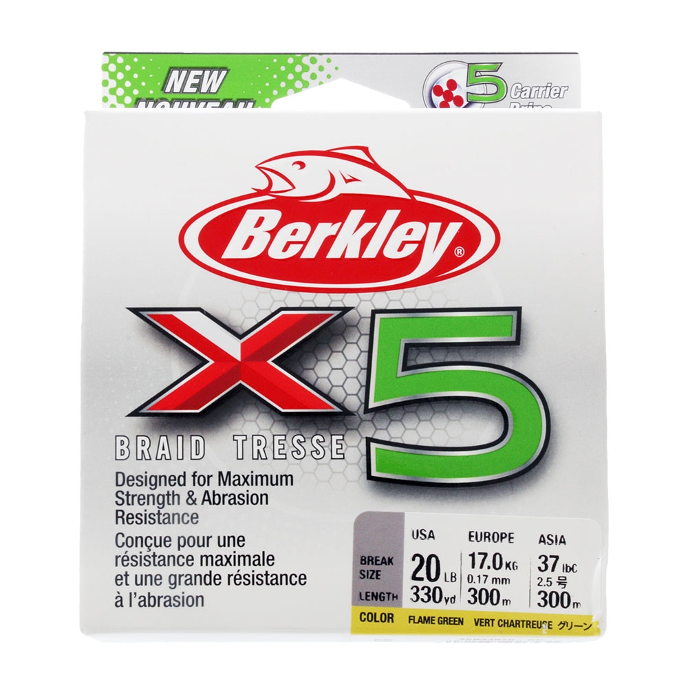 Berkley X5 Braid Flame Green 330yd 20lb 0.17mm