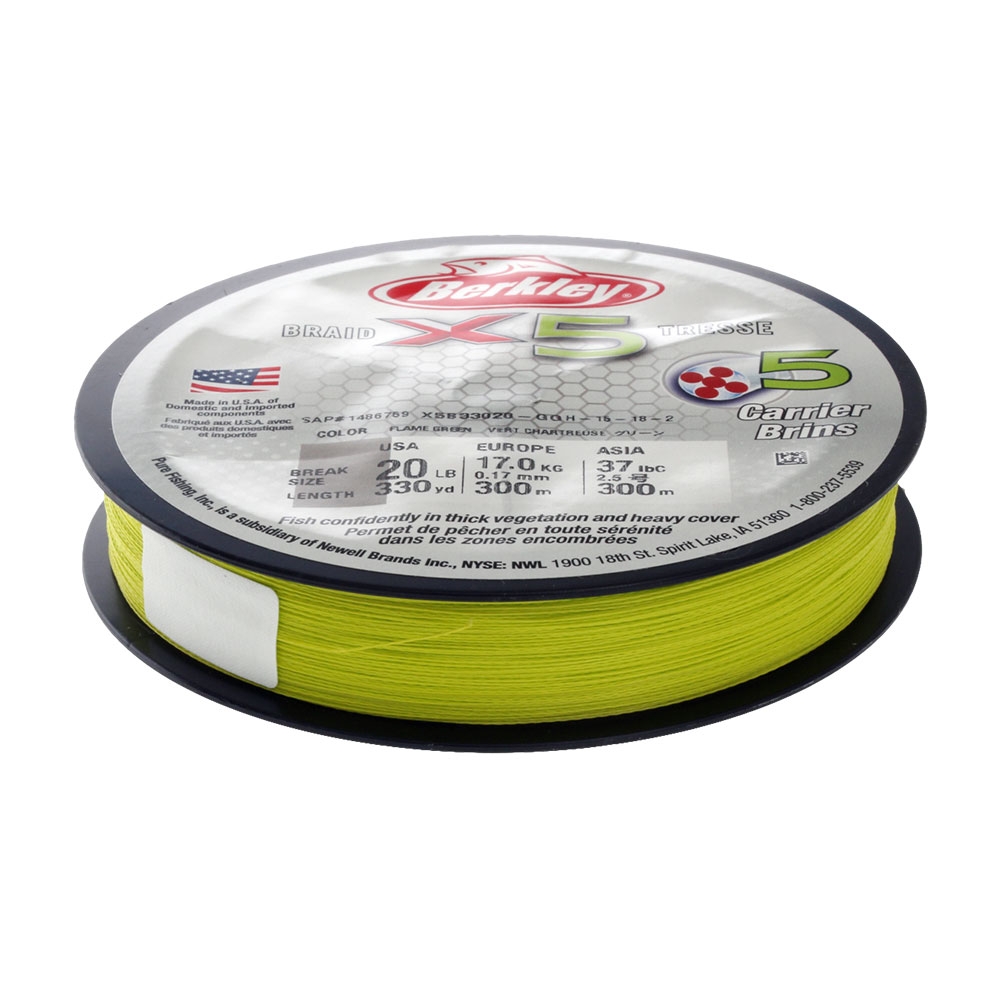 Berkley X5 Braid Flame Green 330yd 20lb 0.17mm