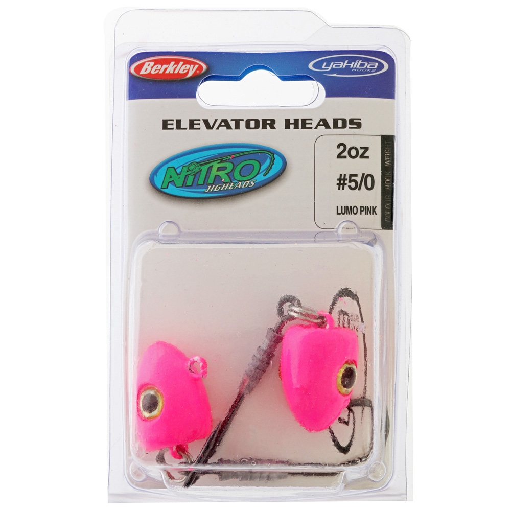 Berkley Nitro Elevator Jig Heads 5/0 2oz 56g Lumo Pink Qty 2