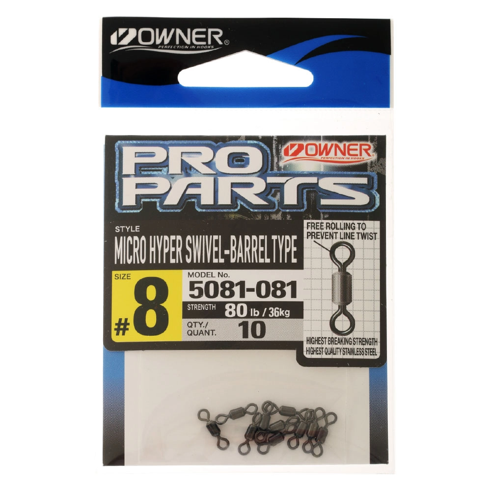 Owner 5081 Micro Hyper Barrel Swivels #8 80lb Qty 10 Owner 5081 Micro Hyper Barrel Swivels #8 80lb Qty 10