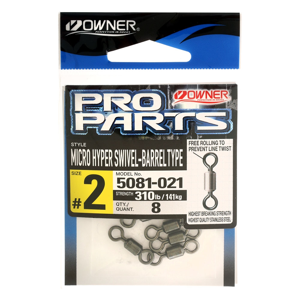 Owner 5081 Micro Hyper Barrel Swivels #2 310lb Qty 8