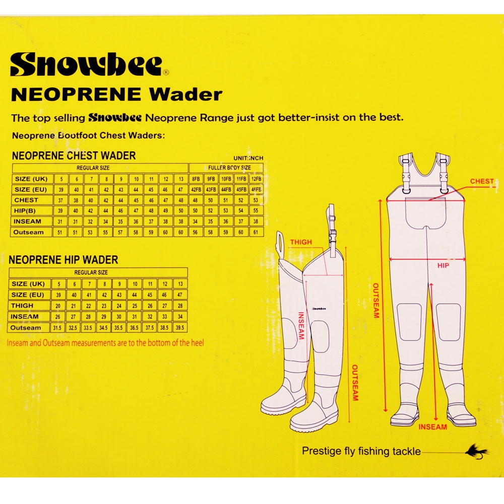 Snowbee Neoprene Waist Waders with Cleated Sole Size 11