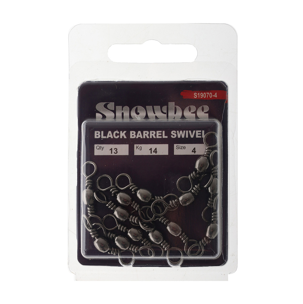 Snowbee Black Barrel Swivels Size 4 14kg Qty 13