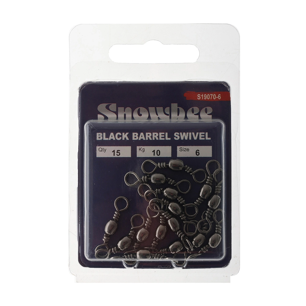 Snowbee Black Barrel Swivels Size 6 10kg Qty 15 Snowbee Black Barrel Swivels Size 6 10kg Qty 15