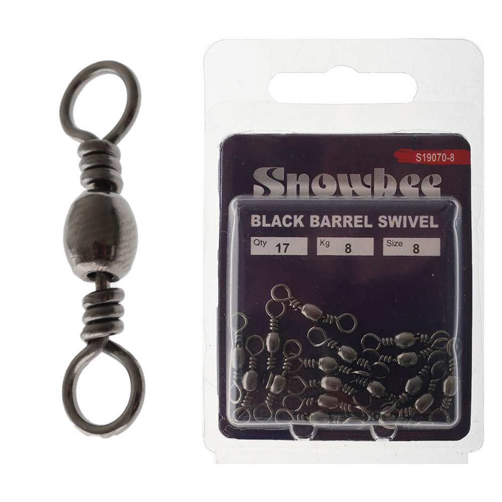 Snowbee Black Barrel Swivels Size 8 8kg Qty 17