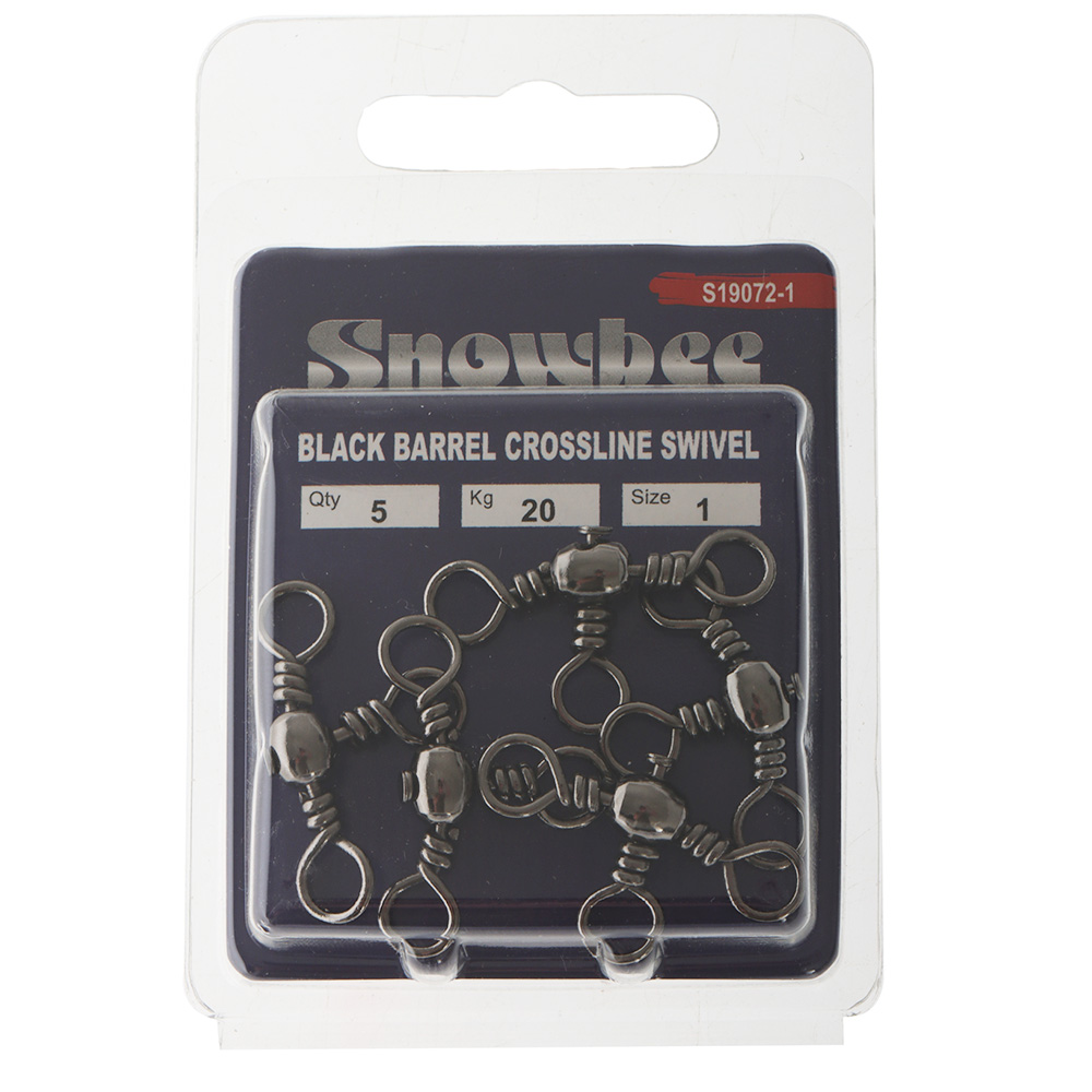 Snowbee Black Barrel 3 Way Swivel Size 1 Qty 5