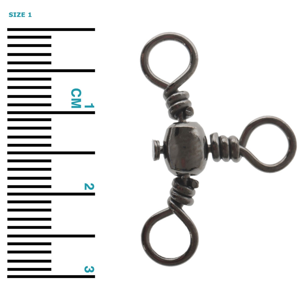 Snowbee Black Barrel 3 Way Swivel Size 1 Qty 5