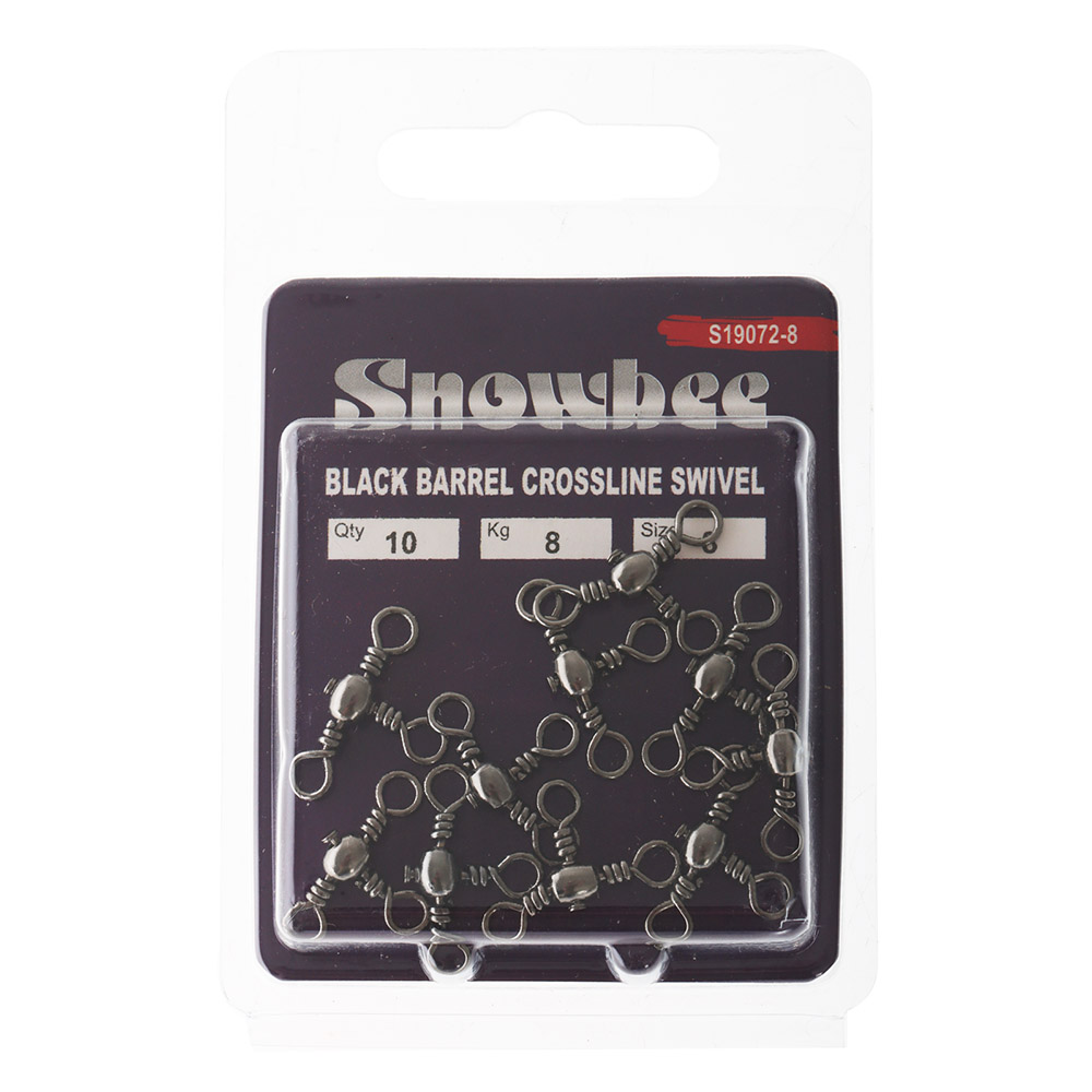 Snowbee Black Barrel 3 Way Swivel Size 8 Qty 10