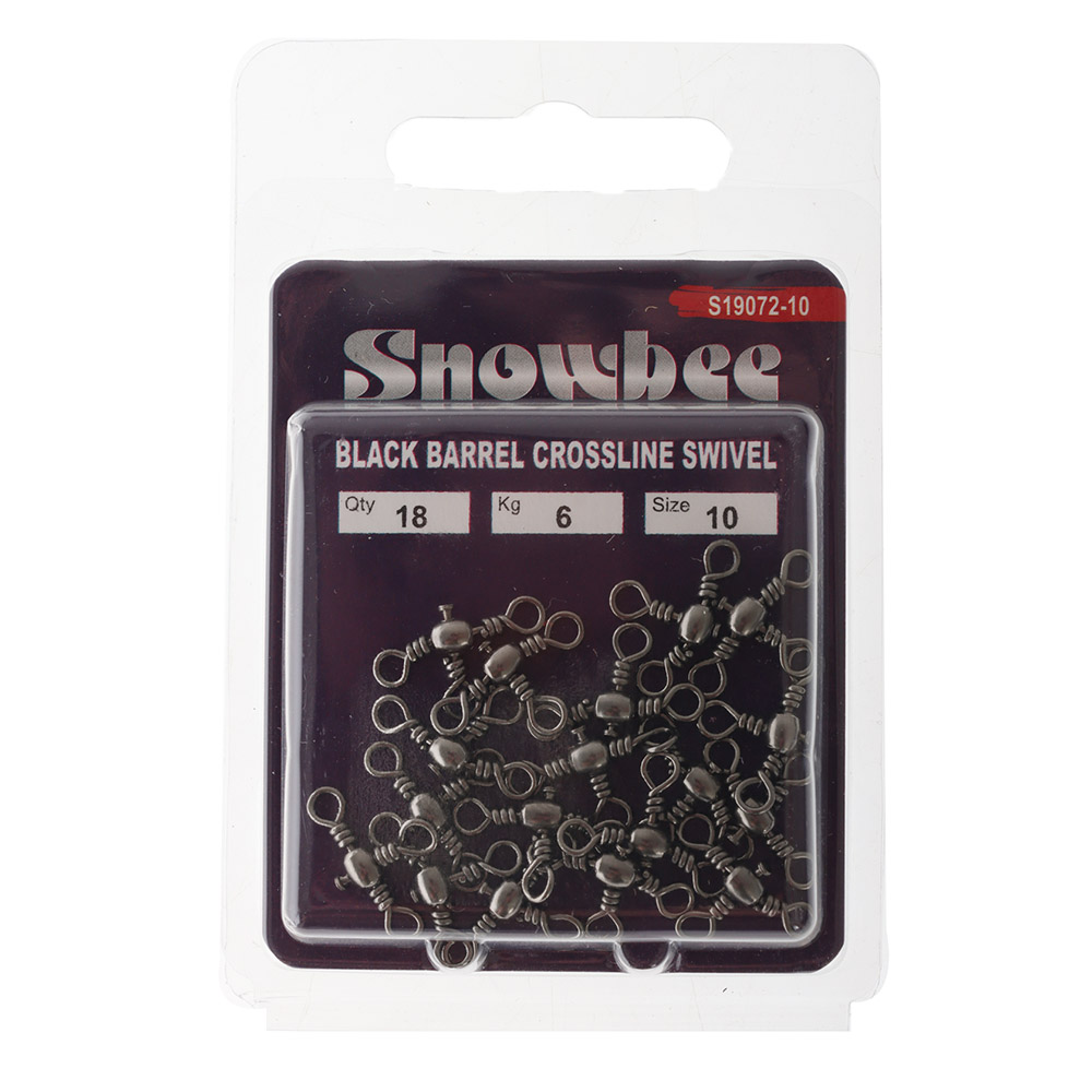 Snowbee Black Barrel 3 Way Swivel Size 10 Qty 18