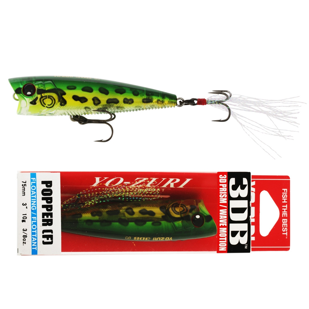 Yo-Zuri 3DB Floating Popper Lure 75mm 10g Prism Frog