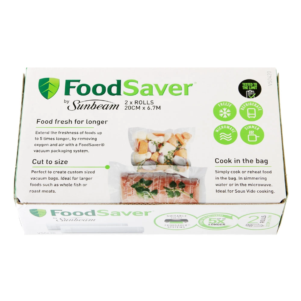 FoodSaver Vacuum Sealer Rolls 2-Pack 20cm FoodSaver Vacuum Sealer Rolls 2-Pack 20cm