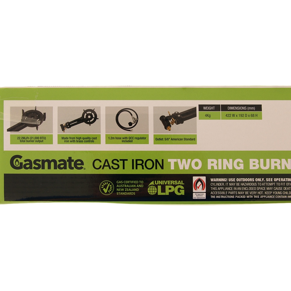 Gasmate Cast Iron 2 Ring Outdoor Stove Burner