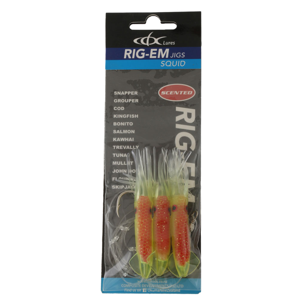 CDX Rig-Em Squid Flasher Rig 9cm Yellow/Orange