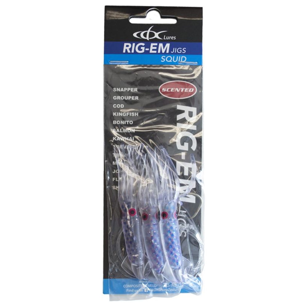 CDX Rig-Em Squid Flasher Rig 9cm Natural Blue