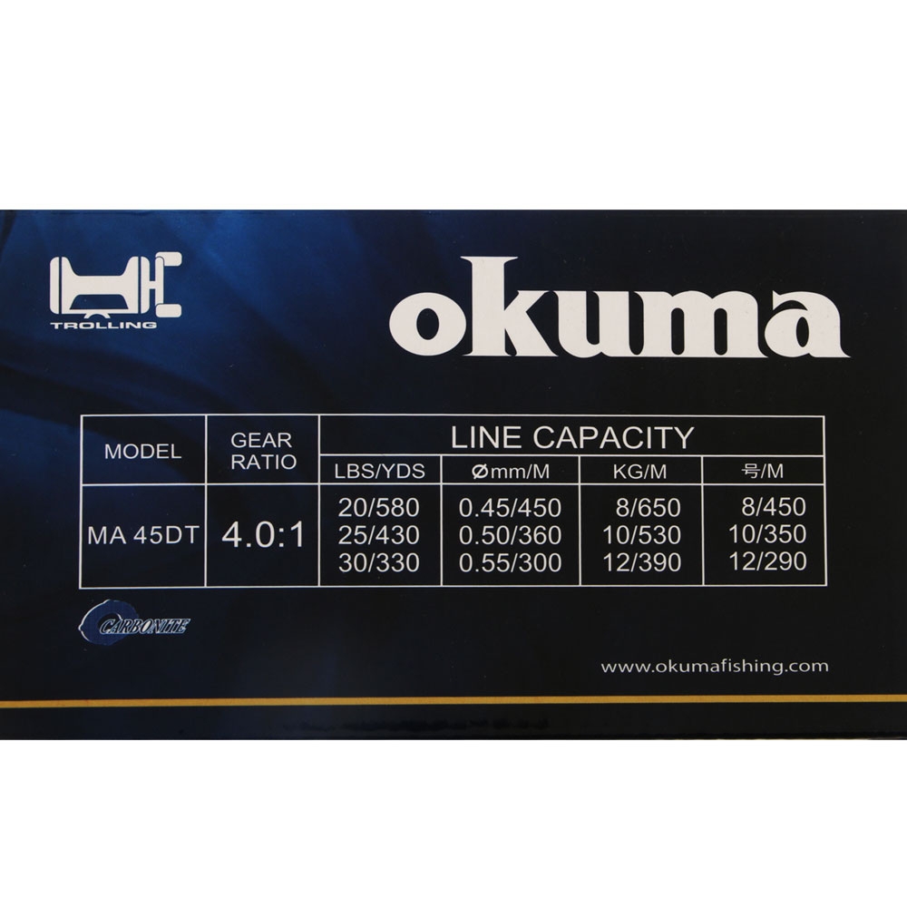 Okuma Magda Pro 45 Line Counter Trolling Reel with 100yd Lead Line