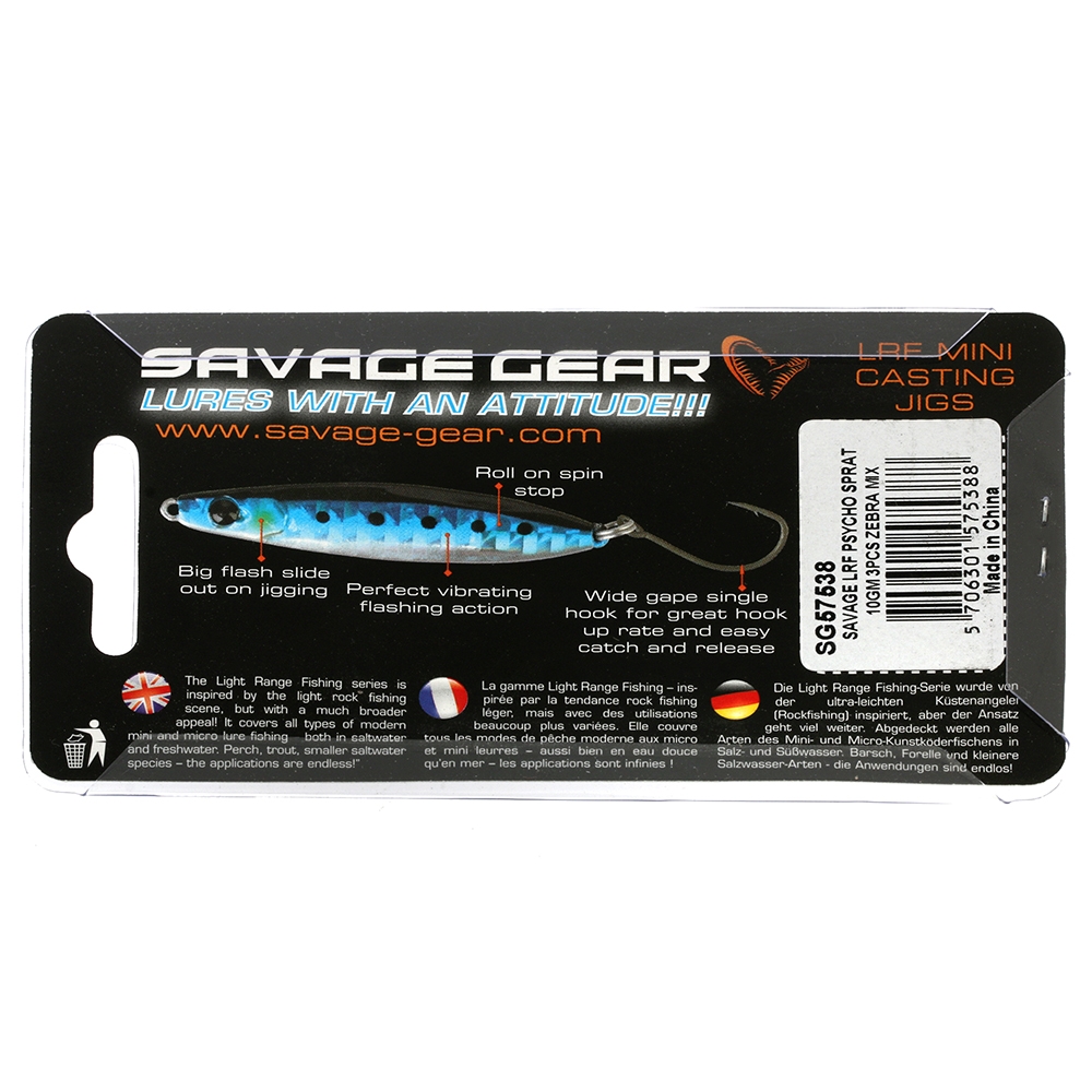 Savage Gear LRF Psycho Sprat Zebra Lure Kit 10g Qty 3
