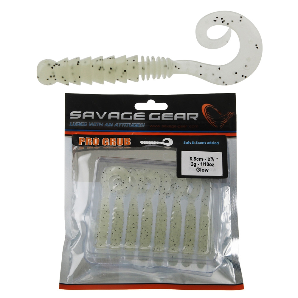 Savage Gear LB Pro Grub Soft Bait 6.5cm Qty 8 Glow 