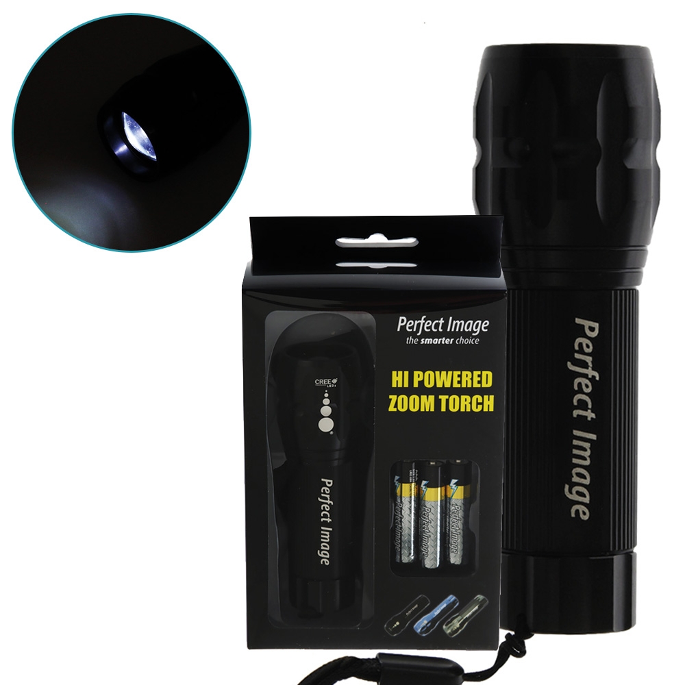 Perfect Image CREE High Power Zoom Torch Black 180lm