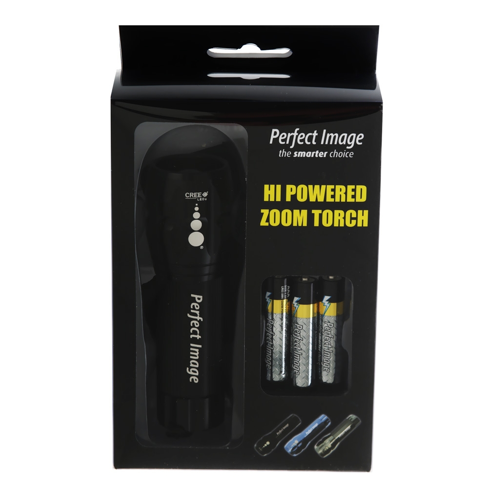 Perfect Image CREE High Power Zoom Torch Black 180lm