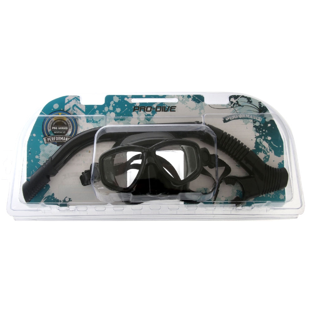 Pro-Dive Twin Lens Silicone Adult Dive Mask and Snorkel Set Black