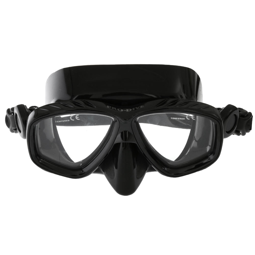 Pro-Dive Twin Lens Silicone Adult Dive Mask and Snorkel Set Black