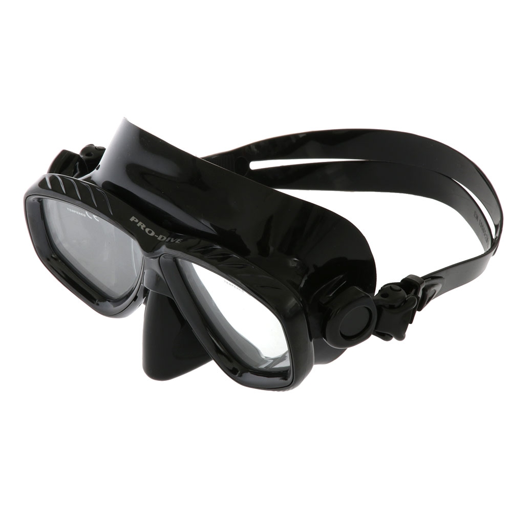 Pro-Dive Twin Lens Silicone Adult Dive Mask and Snorkel Set Black