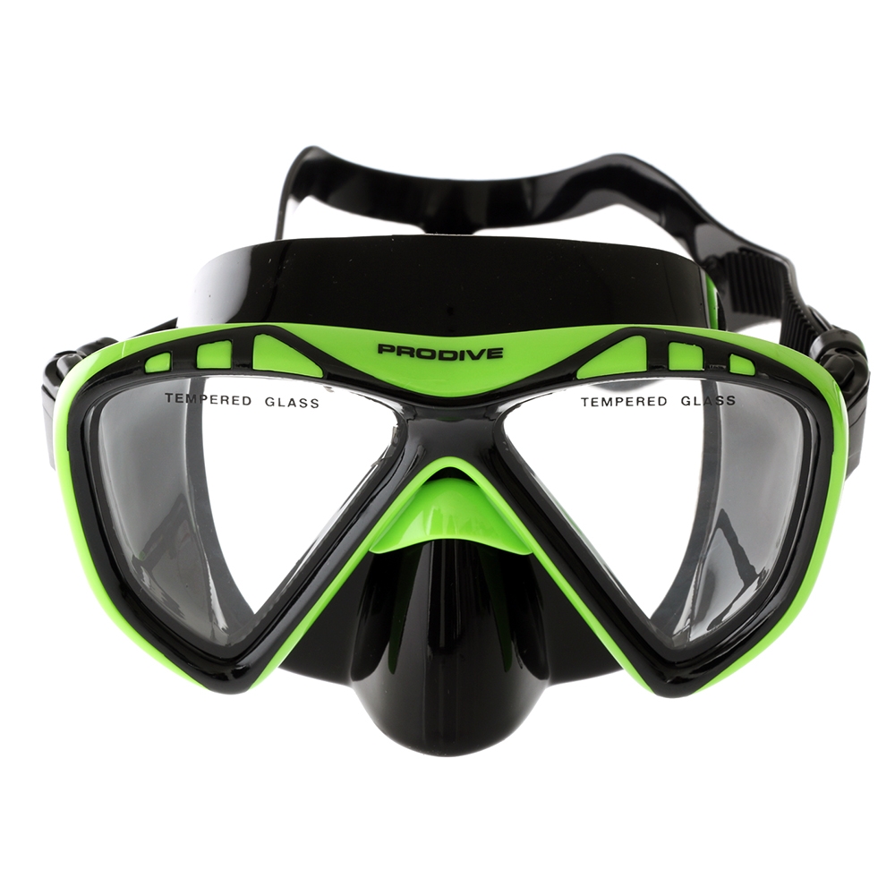 Pro-Dive Twin Lens Premium Silicone Dive Mask and Snorkel Set Green/Black